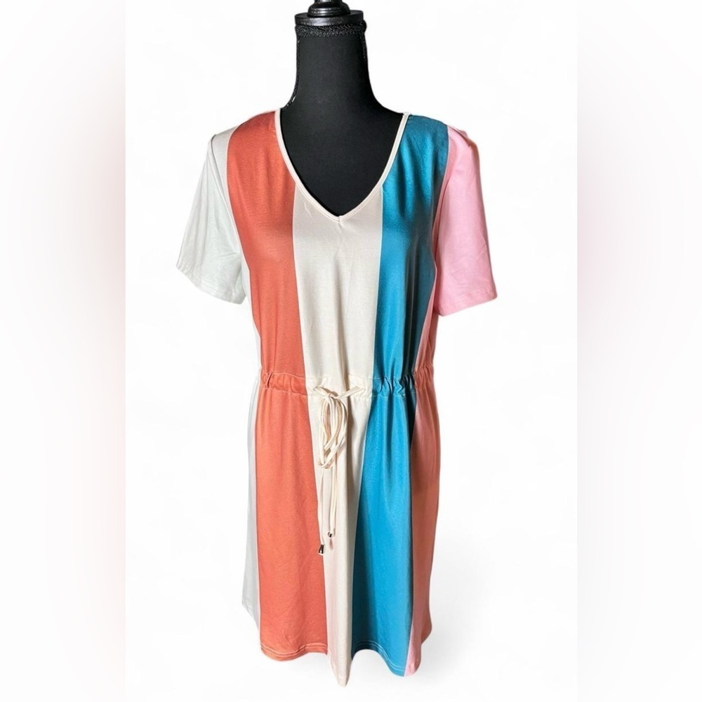 Emery Rose Striped Midi Dress Colorful Summer Dress Casual Boho Chic Spring